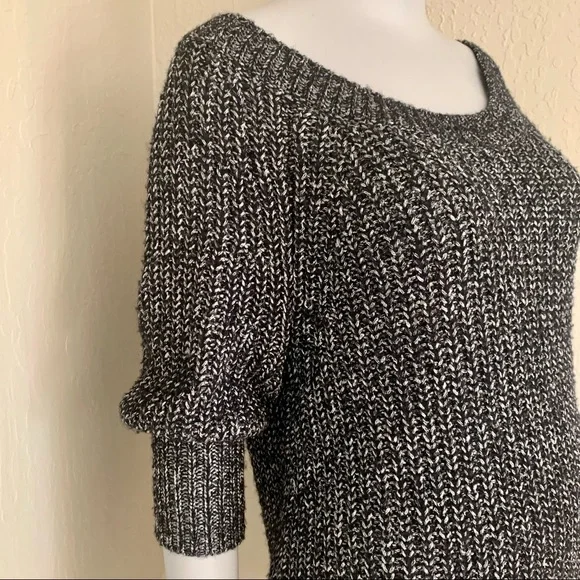 ALICE + OLIVIA Scoop Neck Sweater Black & Silver Metallic Alpaca Wool Knit M - Picture 5 of 15